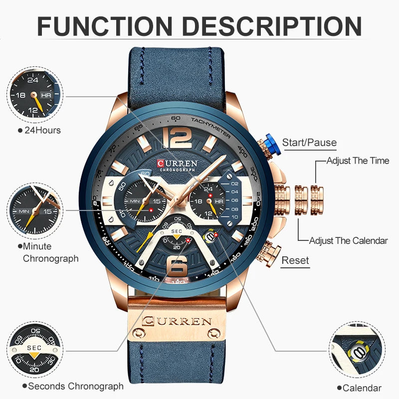 CURREN Luxury Brand Men Analog Leather Sports Watches Men's Army Military Watch Male Date Quartz Clock Relogio Masculino 2021