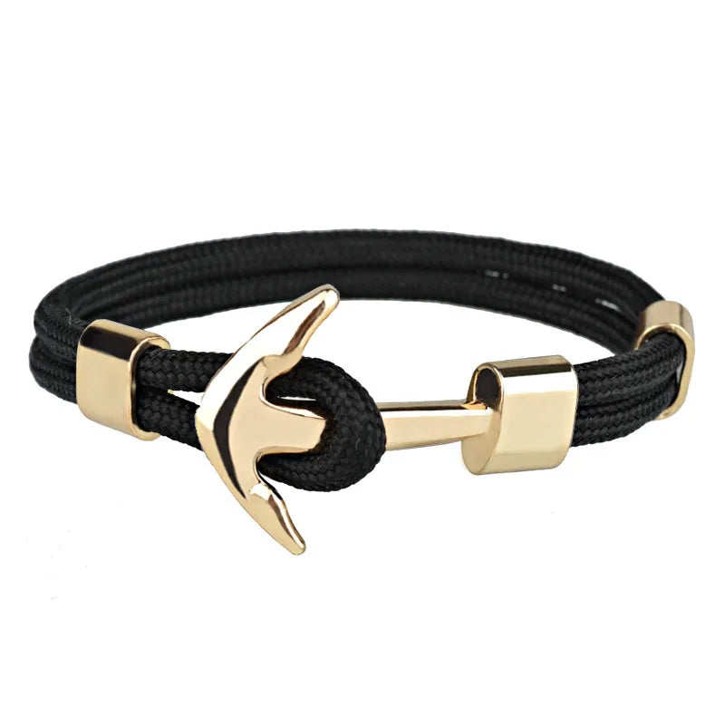 Kirykle Hot Sale Couple Bracelets Fashion Alloy Anchor Bracelets Bangles Braided Polyester Rope Bracelets For Women Men Gifts