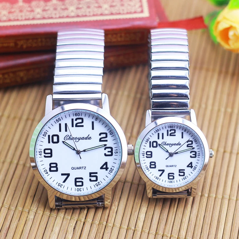 2024 Men Women Couple Lovers Flexible Elastic Strap Quartz Watch Simple Stainless Steel Electronic Luminous Hands Wristwatches