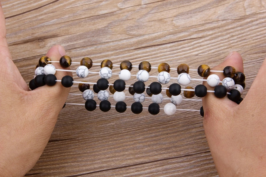 TYO Custom Female Male Marble Bead Tiger Eye Bead Blue Bead Lava Natural Stone Bead Bracelet Wide 8MM Stone Handmade Jewelry