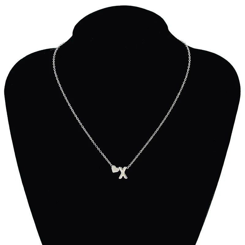 Fashion Tiny Dainty Heart Initial Necklace Letter  Name Jewelry For Women Accessories Girlfriend Gift