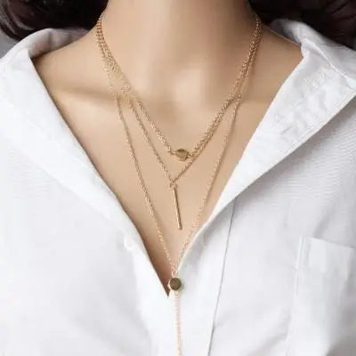 simple Golden Love Heart Necklace For Women Multi-layer Ball Neck Necklace Collier Necklace Ras Du Cou Femme Statement Necklace