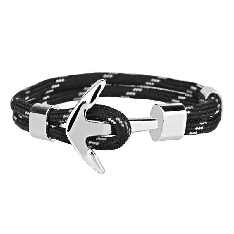 Kirykle Hot Sale Couple Bracelets Fashion Alloy Anchor Bracelets Bangles Braided Polyester Rope Bracelets For Women Men Gifts