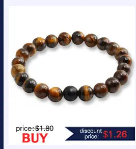 Charm Bracelet Natural Stone Beads 6/8/10mm Volcanic Lava Tiger Eye Beads Elastic Bracelets For Men Women Jewelry pulsera hombre