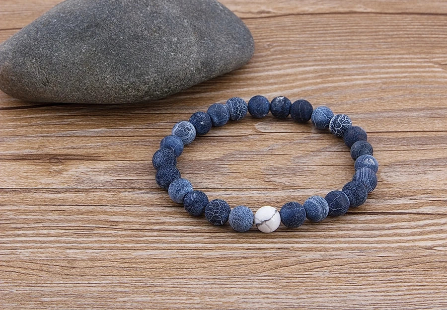 TYO Custom Female Male Marble Bead Tiger Eye Bead Blue Bead Lava Natural Stone Bead Bracelet Wide 8MM Stone Handmade Jewelry