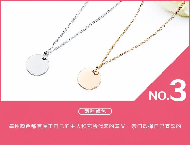 Simple Little Round Metallic Medal Golden Silver Plated Necklace Choker for Women