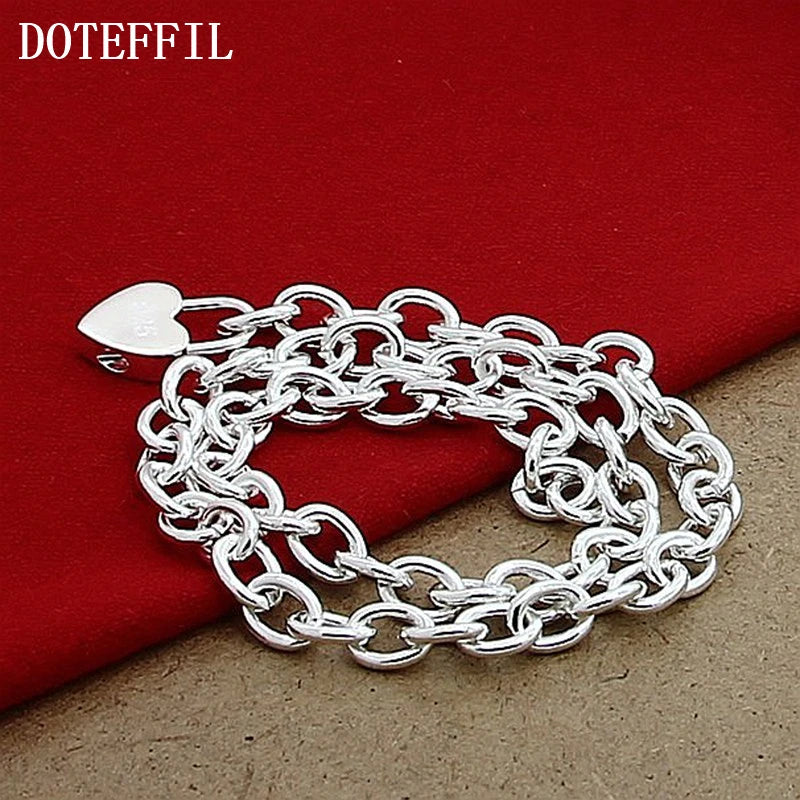 DOTEFFIL 925 Sterling Silver Heart Lock Pendant Necklace 18 Inch Chain For Women Wedding Engagement Fashion Jewelry