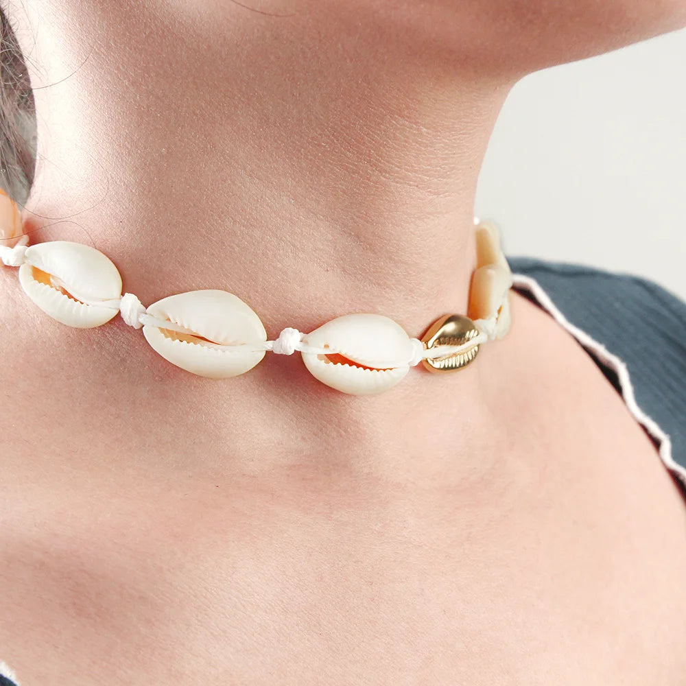 Bohemian Natural Shell Necklace for Women Cowrie Charm Conch Seashell Collar Choker Beach Boho Summer Necklaces Jewelry Collares