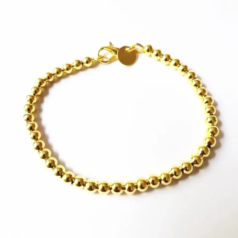 Beautiful fashion Elegant Gold color silver color 4MM beads chain women lady cute Bracelet high quality Gorgeous jewelry H198