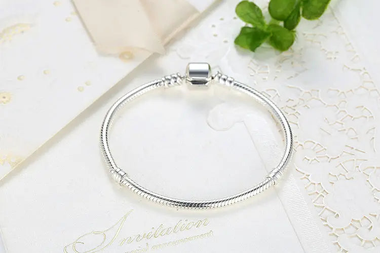 BAMOER TOP SALE Authentic 100% 925 Sterling Silver Snake Chain Bangle & Bracelet for Women Luxury Jewelry 17-22CM PAS902