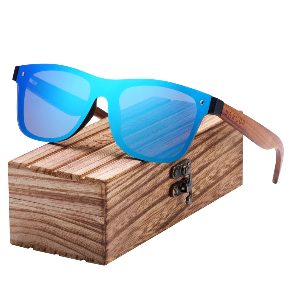 BARCUR Sunglasses Men Wood Sun glasses for men Sports Eyewear Square Sunglasses Women Oculos de sol masculino