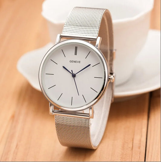 2024 New Famous Brand Silver Casual Geneva Quartz Watch Women Metal Mesh Stainless Steel Dress Watches Relogio Feminino Clock