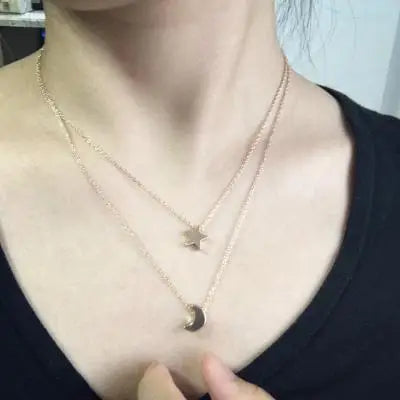 simple Golden Love Heart Necklace For Women Multi-layer Ball Neck Necklace Collier Necklace Ras Du Cou Femme Statement Necklace