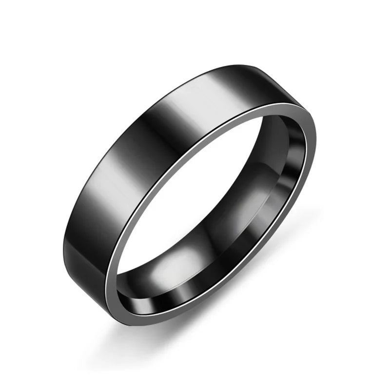 Trendy Stainless Steel Black Rings for Women Wedding Rings Men Jewelry Width 6mm