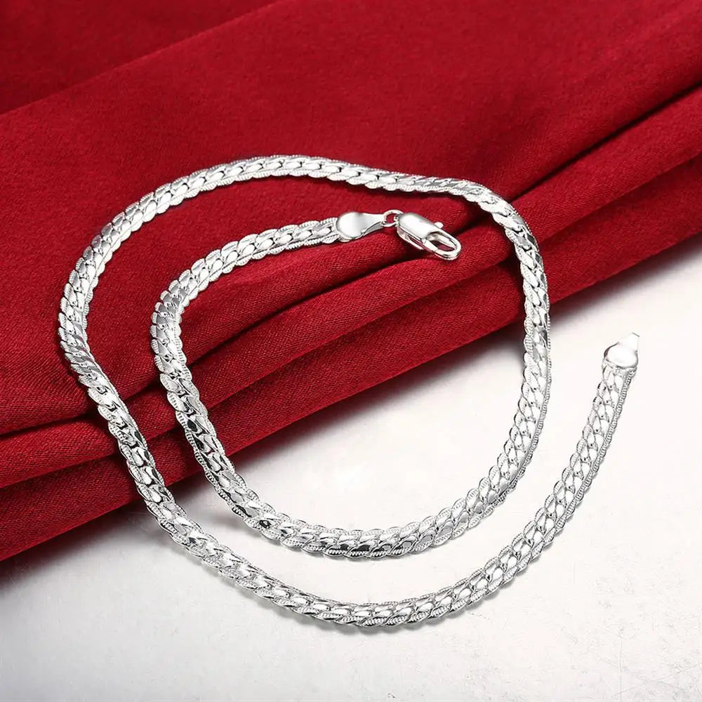 40-60cm Noble brand 925 Sterling Silver classic 6mm Chain Necklace For Woman Men 16-24inch Fashion Wedding party fine Jewelry