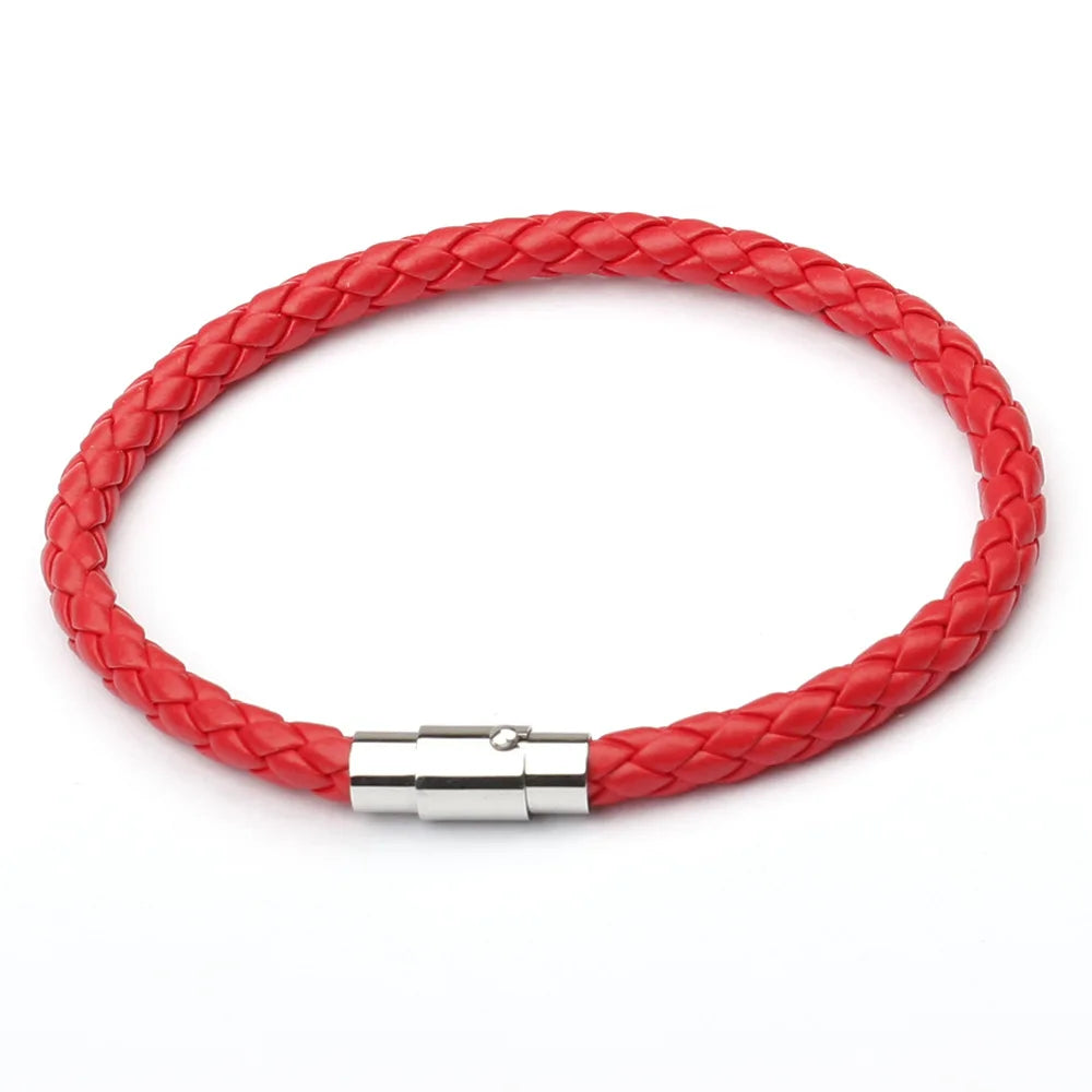 High Quality Rope Leather Bracelet Men Women Stainless Steel Magnetic Clasp Summer Style Male Bracelets Bangles Jewelry SL019