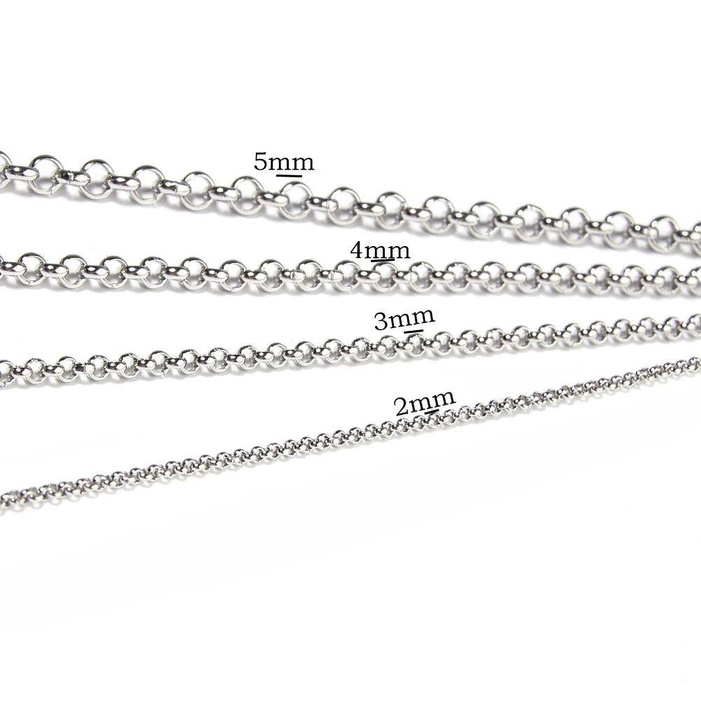 Fashion New Width 2mm-5mm Stainless Steel Round Pearl Chain Necklace DIY Jewelry Bracelet Necklace Dropship Wholesale