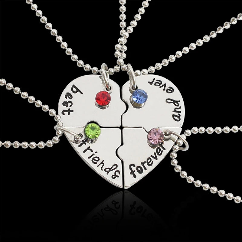 Best Friend 4 Piece Necklace Women Jewelry  BFF Friendship Pendant  Neck Chain Choker Jewelry For Women Gift 2021 Free Shipping