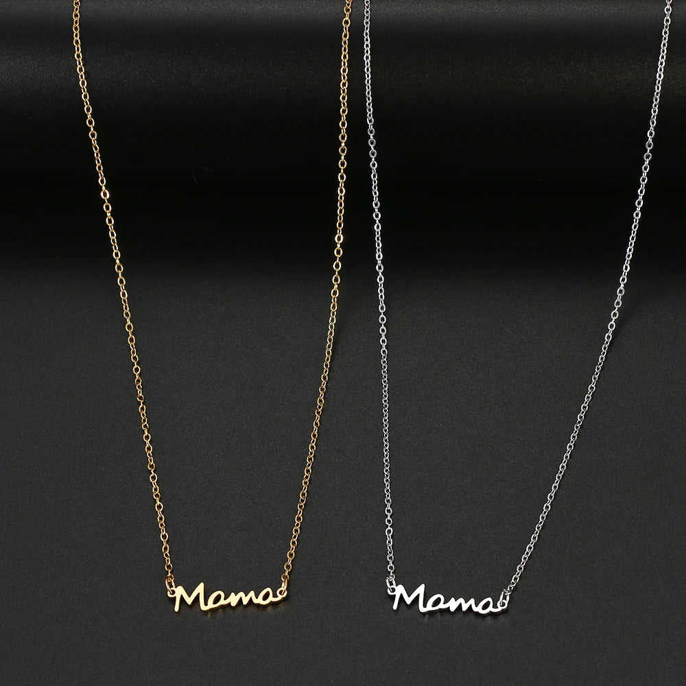 Stainless Steel Necklaces Mother's Day Mama Letter Pendant Collar Chain Fashion Necklace For Woman Jewelry Party Mom Best Gifts