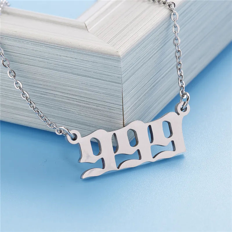 Stainless Steel Angel Number Lucky Numbers Necklaces 111 222 333 444 555 777 888 999 666 000 Pendant Necklace Charms Jewelry