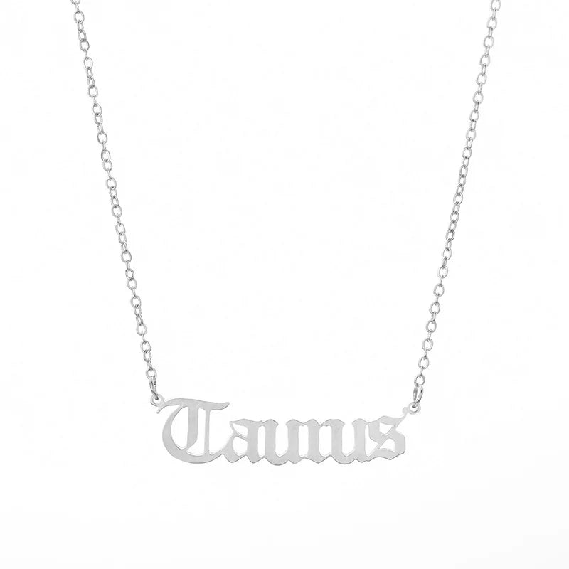 Stainless Steel 12 Zodiac Constellation Necklaces Letter Aquarius Aries Gemini Pisces Leo Sagittarius Pendant Necklace for Women