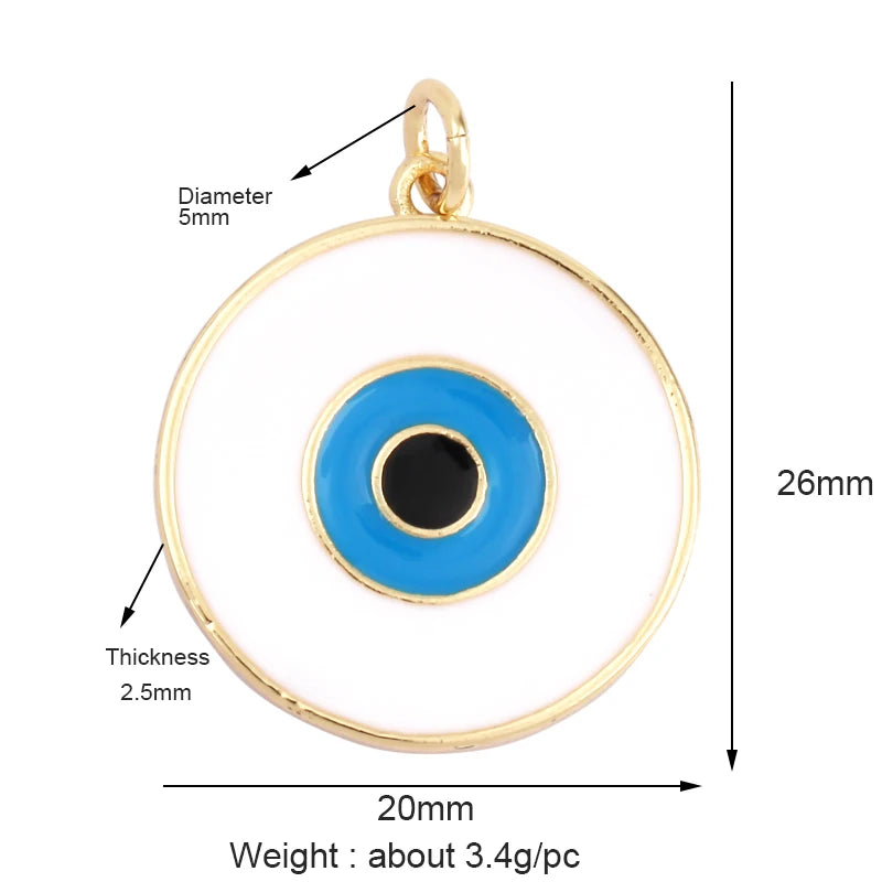 Evil Eye Charm Pendant,18K Real Gold Plated Cubic Zirconia CZ Paved Religours,Jewelry Necklace Bracelet Accessories Supplies K09