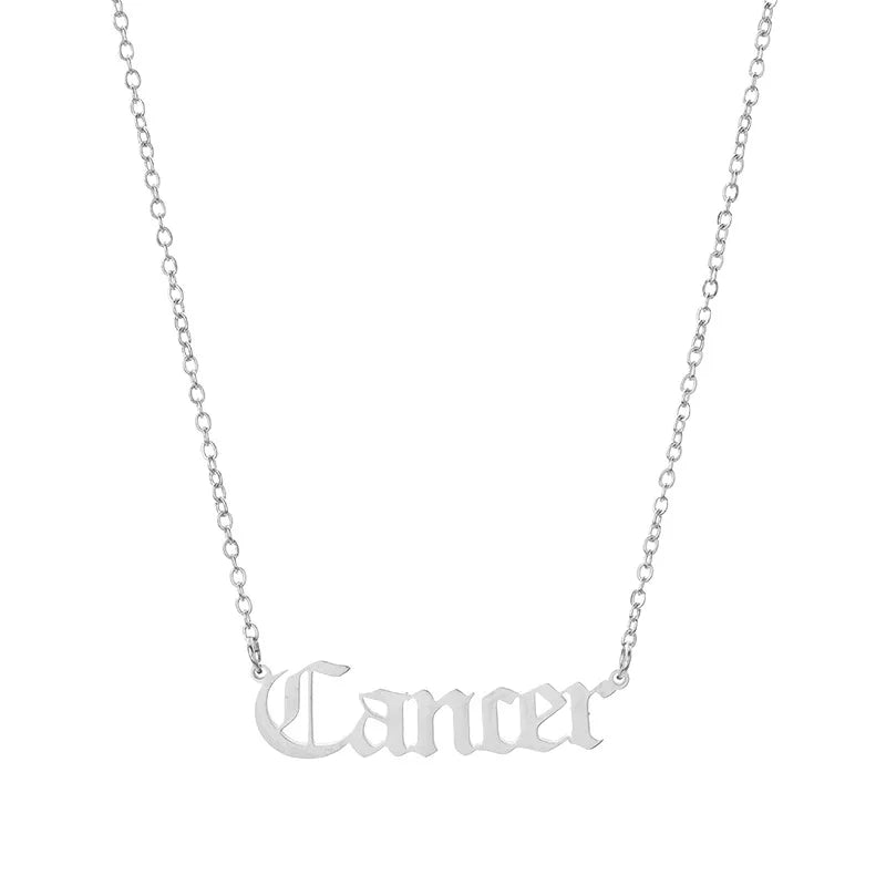 Stainless Steel 12 Zodiac Constellation Necklaces Letter Aquarius Aries Gemini Pisces Leo Sagittarius Pendant Necklace for Women