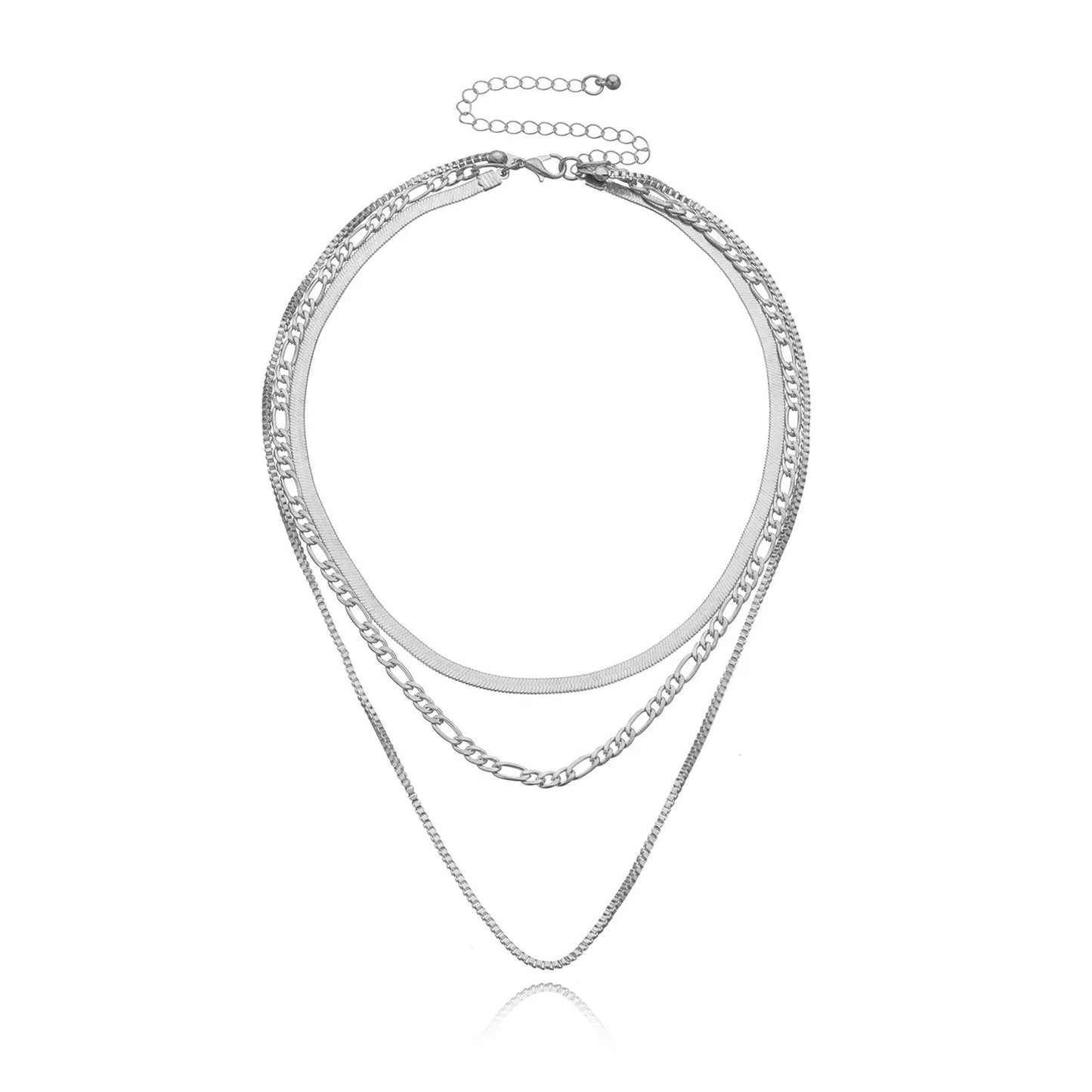 Vintage Fashion Multilevel Geometric Crystal Twist Snake Chain Set Necklace For Women Female Gold Plated Silver-plate Jewelry