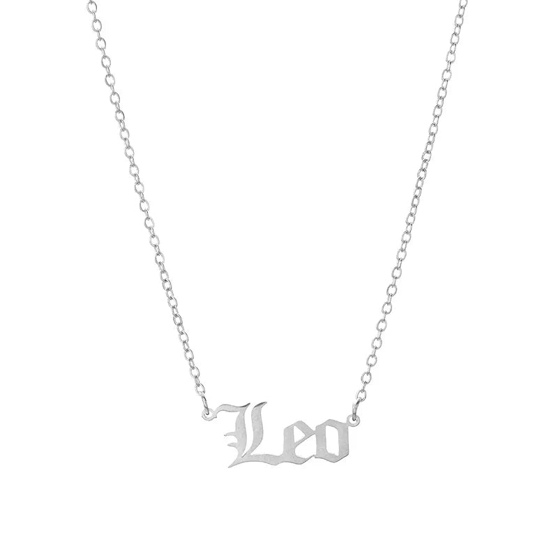 Stainless Steel 12 Zodiac Constellation Necklaces Letter Aquarius Aries Gemini Pisces Leo Sagittarius Pendant Necklace for Women