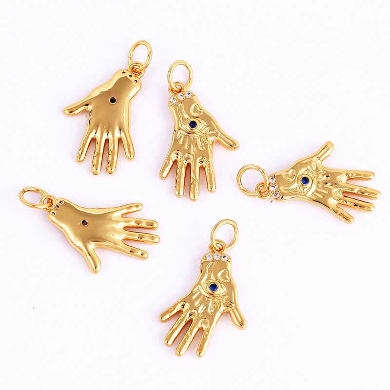 Buddha Hamsha Evil Eye Hand Charm , 18K Real Gold Plated Colour,Necklace Bracelet Pendant for Handmade Jewelry Supplies L14