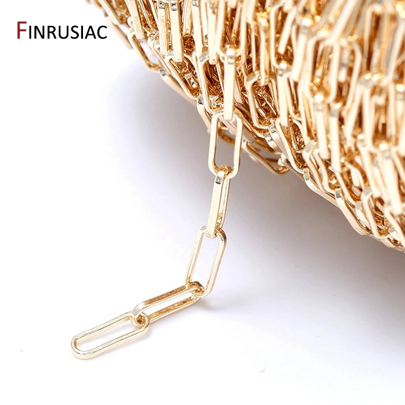 Jewelry Making Supplies 14K Real Gold Plated Brass Paperclip Chains Cable Chain For Jewelry Making DIY Necklace Bracelet Chains