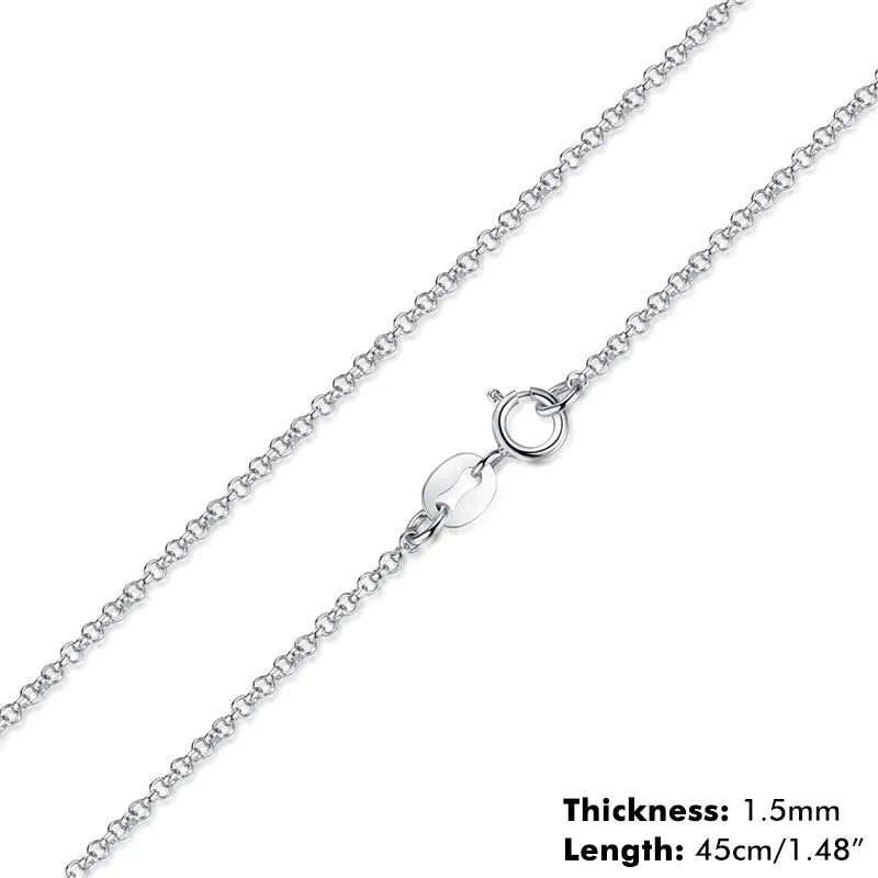 BAMOER Classic Basic Chain 100% 925 Sterling Silver Lobster Clasp Adjustable Necklace Chain Fashion Jewelry for Women