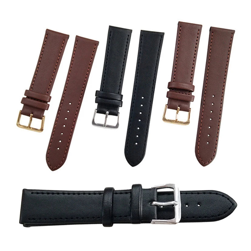 Men Women PU Leather Watch Band 8 10 12 14 16 18 20 22 24mm Simple Smooth Strap Wristband Watch Accessories High Quality