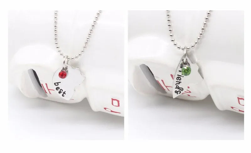 Best Friend 4 Piece Necklace Women Jewelry  BFF Friendship Pendant  Neck Chain Choker Jewelry For Women Gift 2021 Free Shipping