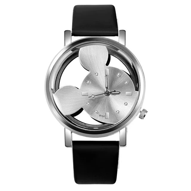 Luxury Mickey Women Watches Brand Fashion Lady Stainless Steel Hollow Quartz Women 's Clock Relogio Feminino Reloj Mujer