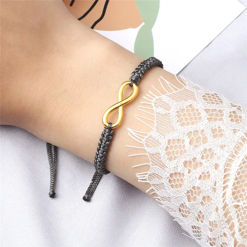 Charm Couple Bracelet Handmade Braided Rope Infinity Friendship Adjustable Bracelets&Bangles For Women Men Fashion Jewelry Gifts