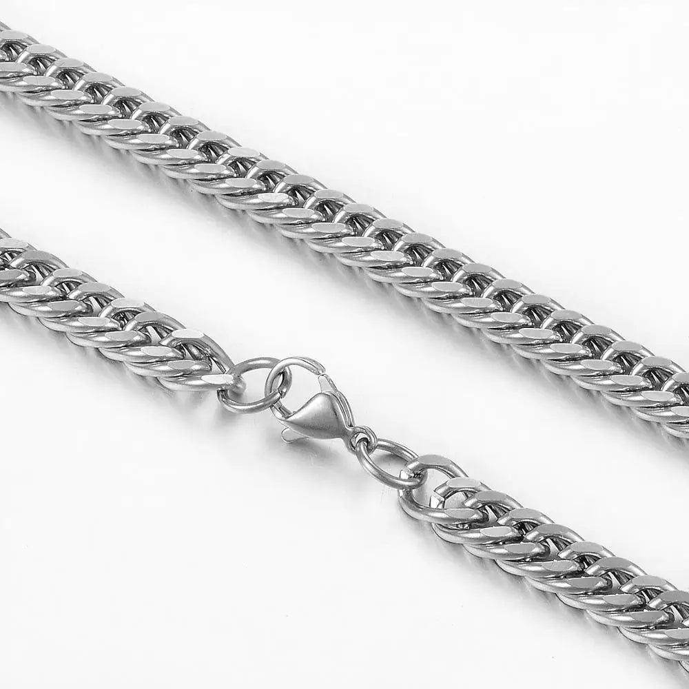 Figaro Style Stainless Steel Chain  Punk Silver Color Long  Necklace Men Cuban Fashion Hip-Hop Jewelry