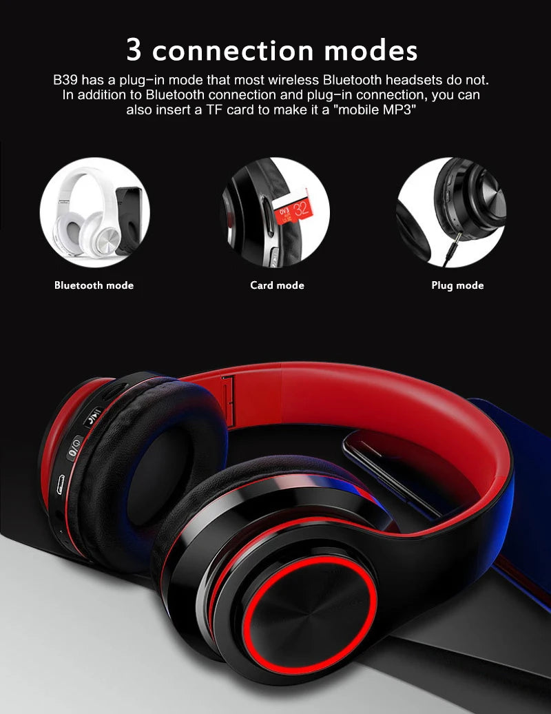 Headsets Gamer Headphones Blutooth Surround Sound Stereo Wireless Earphone USB With MicroPhone Colourful Light PC Laptop Headset