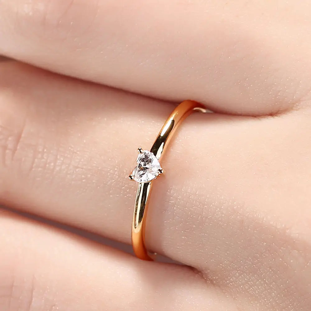 Rings For Women Little Heart Shaped Gold Color Wedding Engagement Dainty Ring Jewellry Zircon Romantic Fashion Jewelry KBR014-M