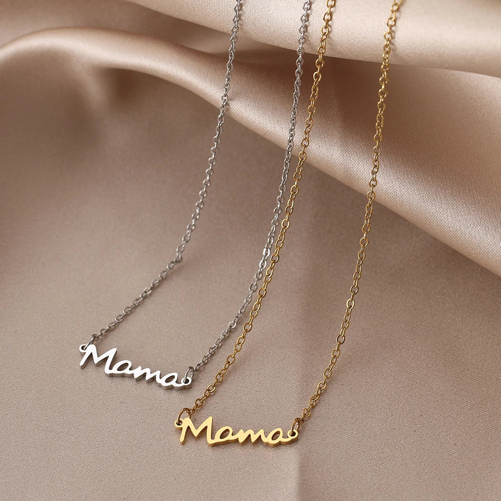 Stainless Steel Necklaces Mother's Day Mama Letter Pendant Collar Chain Fashion Necklace For Woman Jewelry Party Mom Best Gifts