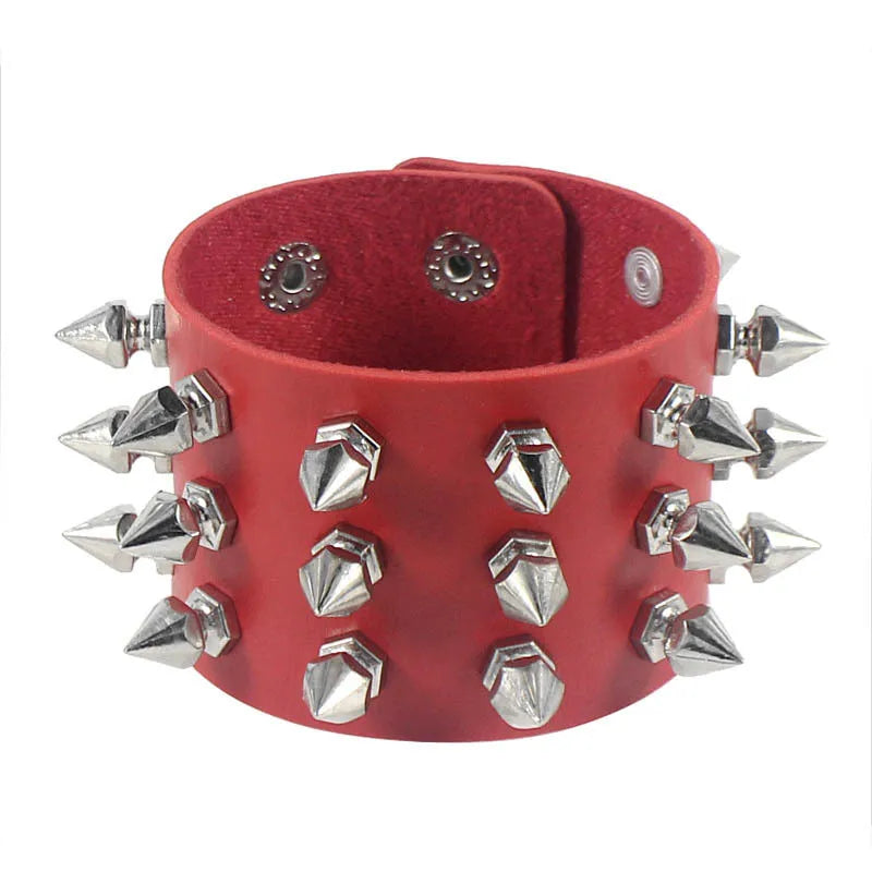 2022 New PU Leather Bracelet Punk Bracelet Adjustable Skull Goth Cuff Bracelet Gothic Rivet Buckle Wristband for Men Women