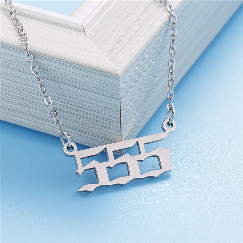 Stainless Steel Angel Number Lucky Numbers Necklaces 111 222 333 444 555 777 888 999 666 000 Pendant Necklace Charms Jewelry