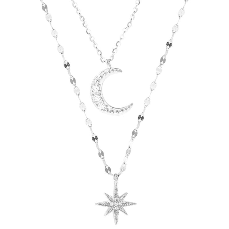 Delysia King   Star Moon double layer Necklace women's light luxury niche design sense overlapping clavicle chain 2021 NEW