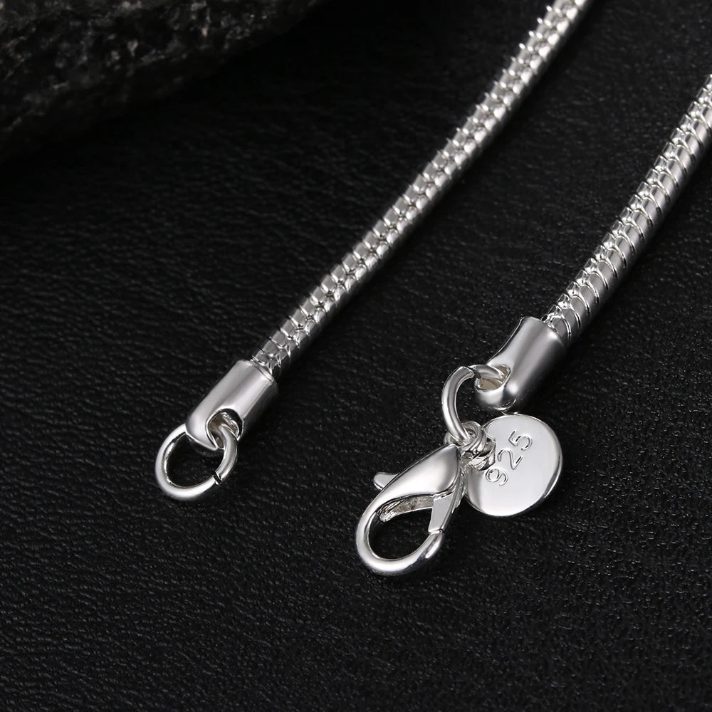 Hot sale 20-60cm 925 Sterling silver 3mm Snake Chain Necklace Bracelet For Woman Man Wedding Engagement Jewelry charms cute