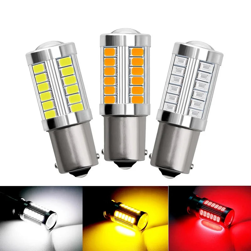 1 PCS PY21W P21/5W 1156 Ba15s 1157 Bay15d For Car LED Bulbs Turn Signal Light 12V 33SMD 7000K White Brake Reverse Parking Lamps