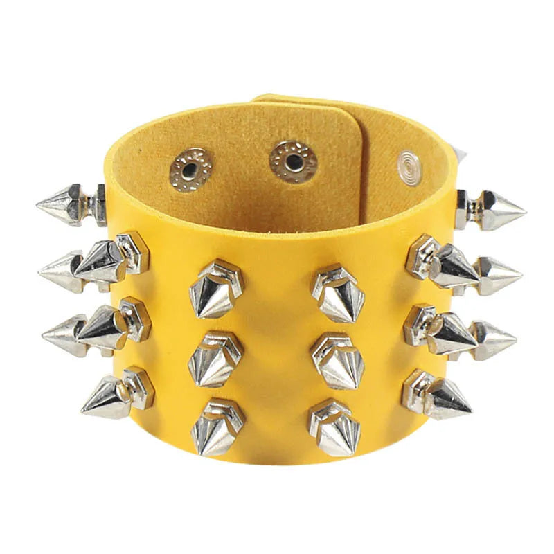 2022 New PU Leather Bracelet Punk Bracelet Adjustable Skull Goth Cuff Bracelet Gothic Rivet Buckle Wristband for Men Women