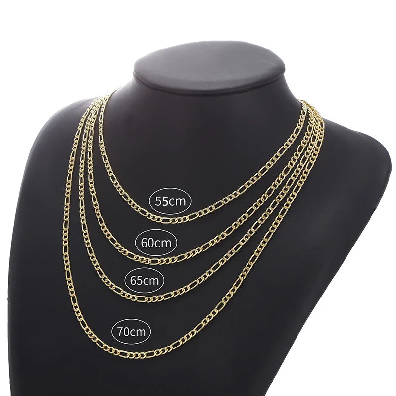 Fashion New Figaro Chain Necklace Men 3mm Stainless Steel Gold Color Long Necklace For Men Jewelry Gift Collar Hombres