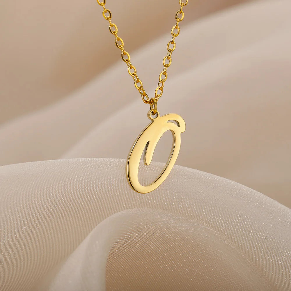 Dainty Initial Letter Necklaces For Women Gold Color Minimalist  Stainless Steel Initial Necklace Femme Wedding Jewelry Gift