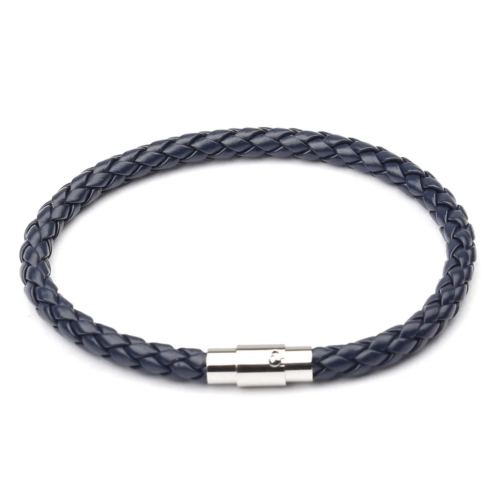 High Quality Rope Leather Bracelet Men Women Stainless Steel Magnetic Clasp Summer Style Male Bracelets Bangles Jewelry SL019