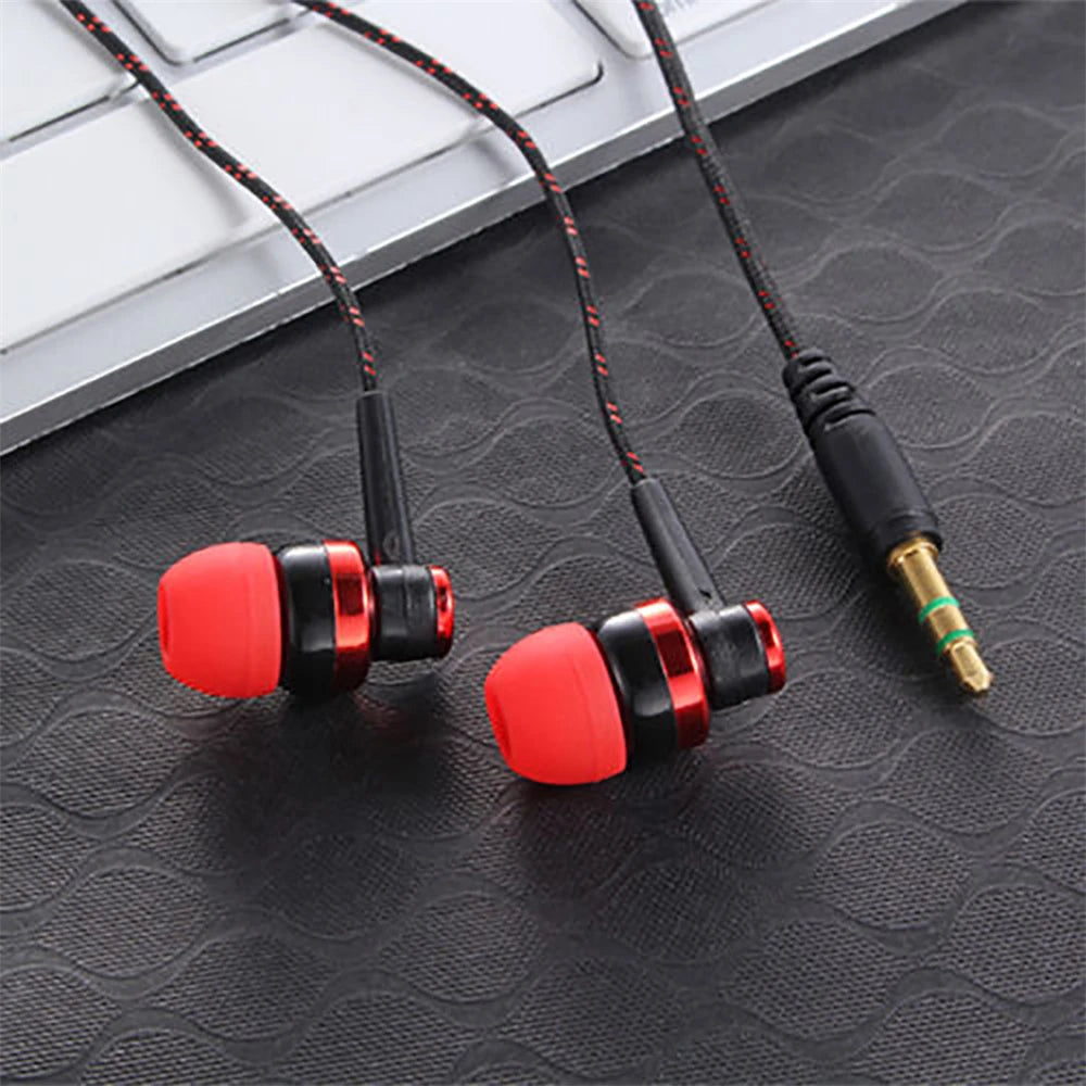 1Pc 3.5mm High Quality Wired Earphone Stereo In-Ear Nylon Weave Cable Earphone Headset With Mic For Laptop Smartphone Gifts